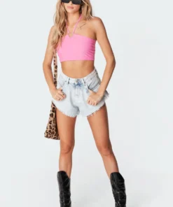 S11246_pink Sianna Heart Halter Crop Top Tops 10 S11246_pink Sianna Heart Halter Crop Top Tops