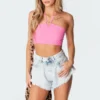 S11246_pink Sianna Heart Halter Crop Top Tops