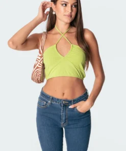 S11154_green Tops Taya Adustable Halter Top 8 S11154_green Tops Taya Adustable Halter Top
