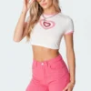 S11293_white Mindy Heart Cropped T-Shirt Tops 2 S11293_white Mindy Heart Cropped T-Shirt Tops