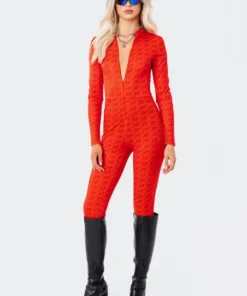 S11926_RED Lovers Lane E* Monogram Jumpsuit