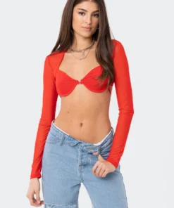 S11741_RED Lovers Lane Lin Mesh Bra Top