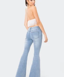 S11916_WHITE Lovers Lane Paola Halter Mesh Ruffle Top