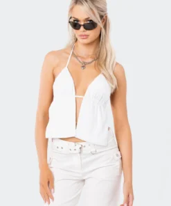 S11836_WHITE Lovers Lane Estelle Open-Back Sequin Top