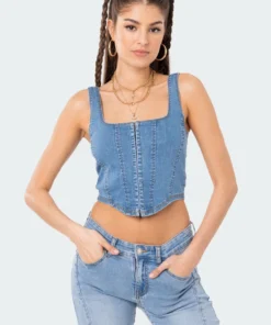 S11874_LIGHT-BLUE Sully Denim Corset Top Lovers Lane