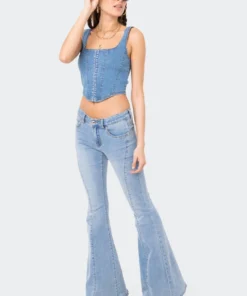 S11874_LIGHT-BLUE Sully Denim Corset Top Lovers Lane
