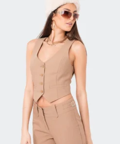 S11873_CAMEL Tops Fran Vest Top