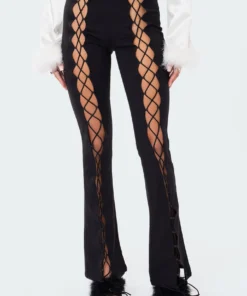 S11876_BLACK Lovers Lane Pheonix Lace-Up Pants