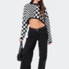S11909_BLACK-AND-WHITE Tops Aston Check Sweater