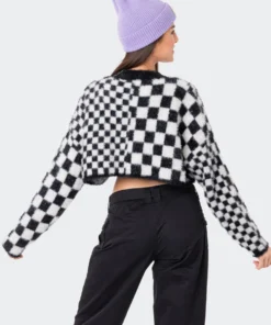 S11909_BLACK-AND-WHITE Tops Aston Check Sweater