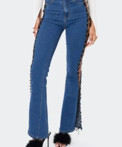 S11914_BLUE Jolee Lace-Up Jeans