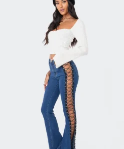S11914_BLUE Jolee Lace-Up Jeans