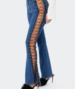 S11914_BLUE Jolee Lace-Up Jeans