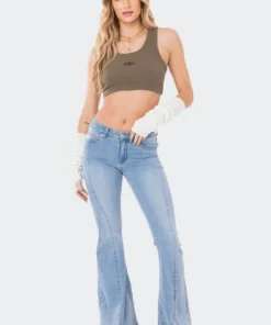 S11065_OLIVE Becca Ribbed Crop Top