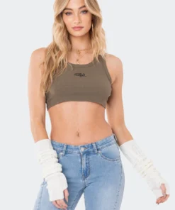 S11065_OLIVE Becca Ribbed Crop Top