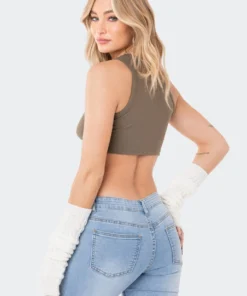 S11065_OLIVE Becca Ribbed Crop Top