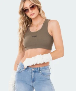 S11065_OLIVE Becca Ribbed Crop Top