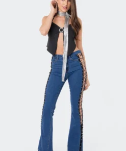 S11895_BLACK Tops Encore Open-Back Diamond Top