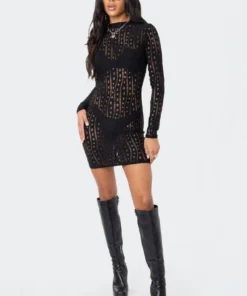 S11953_BLACK Ellery Textured Mini Dress
