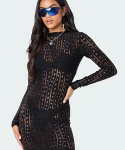 S11953_BLACK Ellery Textured Mini Dress