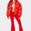 S11923_RED E* Monogram Oversized Puffer Jackets & Coats