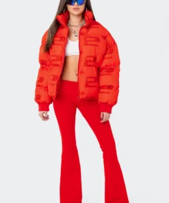 S11923_RED E* Monogram Oversized Puffer Jackets & Coats