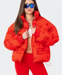 S11923_RED E* Monogram Oversized Puffer Jackets & Coats