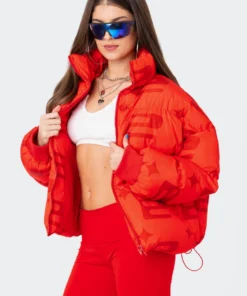 S11923_RED E* Monogram Oversized Puffer Jackets & Coats