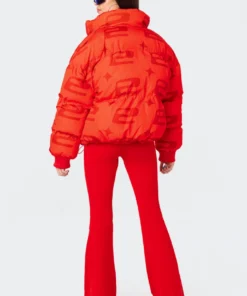 S11923_RED E* Monogram Oversized Puffer Jackets & Coats