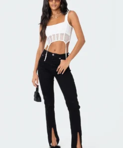 S11870_CREAM Trixi Fishnet Corset Top