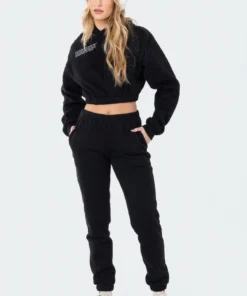 1092_BLACK Lovers Lane Life'S Too Short Cropped Hoodie