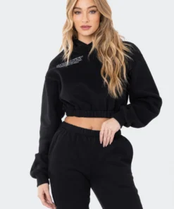 1092_BLACK Lovers Lane Life'S Too Short Cropped Hoodie