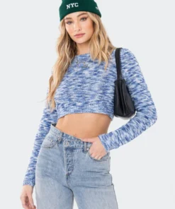 S11936_BLUE Emily Tri-Color Cropped Sweater Lovers Lane