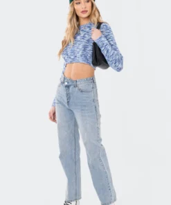 S11936_BLUE Emily Tri-Color Cropped Sweater Lovers Lane