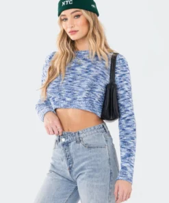S11936_BLUE Emily Tri-Color Cropped Sweater Lovers Lane