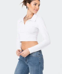 S11937_WHITE Cooper Long Sleeve Polo Top