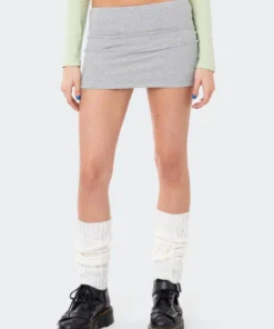 S11233_GRAY-MELANGE Skirts Aisha Low-Rise Mini Skirt