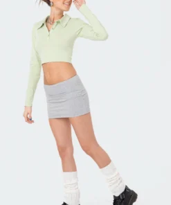 S11233_GRAY-MELANGE Skirts Aisha Low-Rise Mini Skirt