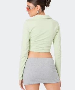 S11937_GREEN Tops Cooper Long Sleeve Polo Top