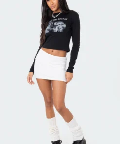 S11233_WHITE Trending Aisha Low-Rise Mini Skirt