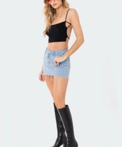 S11190_BLACK Lu Knitted Open-Back Top