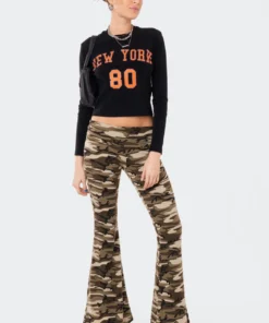 S11930_OLIVE Camo Flared Leggings Lovers Lane