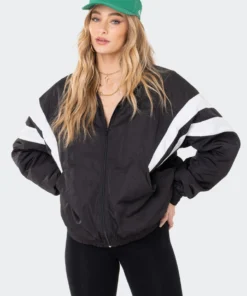 S11900_black Lovers Lane Billy Oversized Nylon Jacket