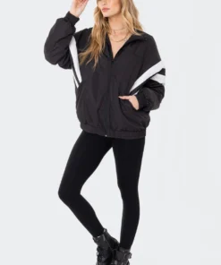 S11900_black Lovers Lane Billy Oversized Nylon Jacket