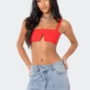 S11225_RED Tops Valeria V Crop Top