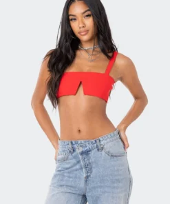 S11225_RED Tops Valeria V Crop Top