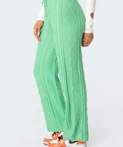S11724_green Kasey Cable Knit Pants