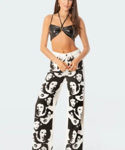 S11722_black Tops Christina Pu Crop Top