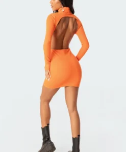 S11746_orange Dresses Rhani Open-Back Mini Dress