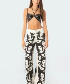 S11722_black Tops Christina Pu Crop Top